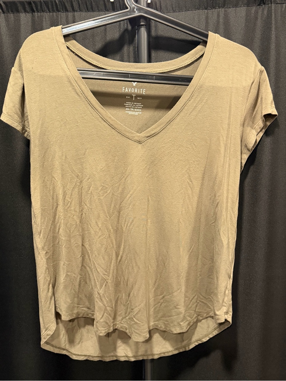 American Eagle Outfitters Favorite V-Neck Tee in Olive Green